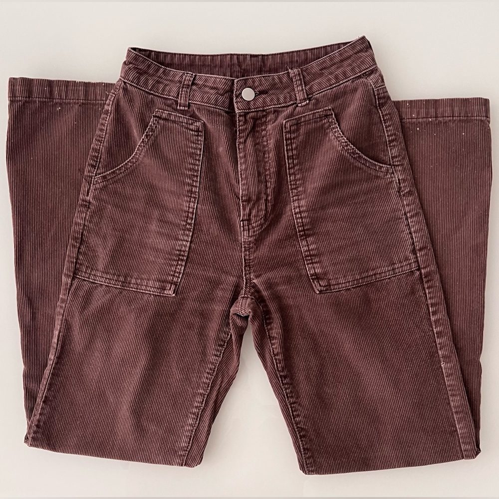 SHEIN High Waist Slant Pocket Cord Pants